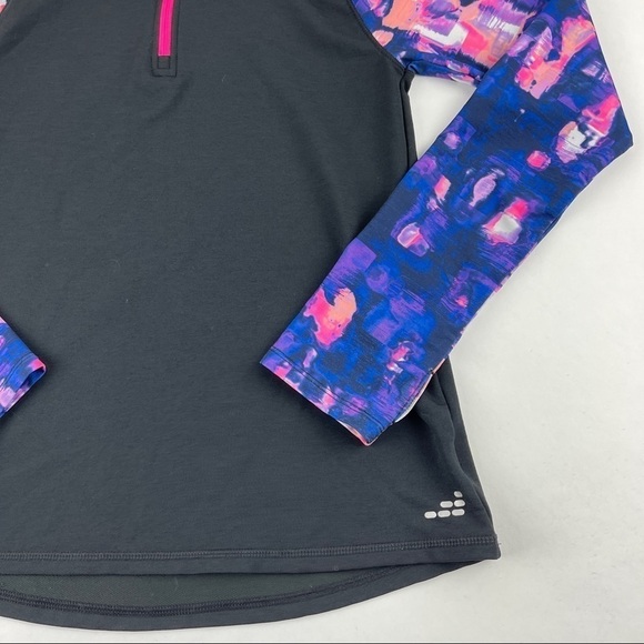 BCG Cold Weather Tshirt Girls Large 12-14 Black Blue Pink Quarter Zip Mock Neck - Picture 4 of 7